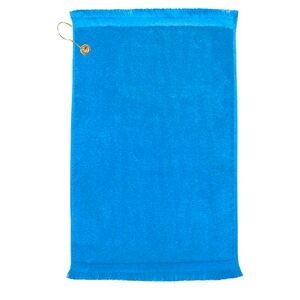Premium Fringed Velour Golf Towel w/ Corner Hook & Grommet (Color Embroidered)