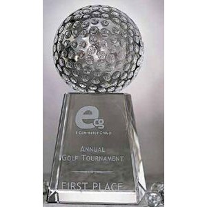 Crystal Golf Ball Award On Base (4½"x4½"x8")