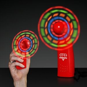 Custom LED Red Promotional Light Up Mini Fan - Domestic Print