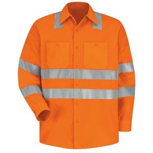 Red Kap™ Hi-Visibility Long Sleeve Work Shirt (Class 3 Level 2) Orange
