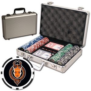 Poker chips set with aluminum chip case - 200 Full Color 8 Stripe chips