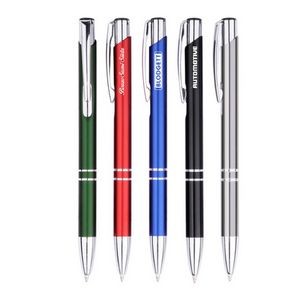 Executive Quality Ballpoint Pen w/Reflective Aluminum Barrel & Bright Chrome Trim