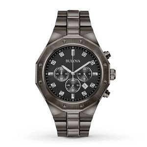 Bulova Men's Black Chronograph Dial Watch With Diamonds