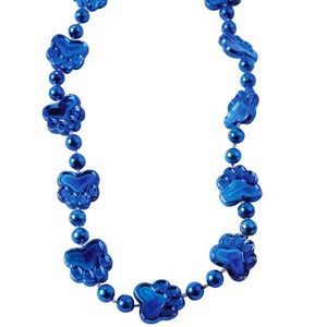 Metallic Paw Print Bead Necklaces - Blue (Case of 13)