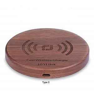 Natural Solid Walnut Wood Portable Qi Wireless Charge Wooden Wireless Coaster Charger Pad