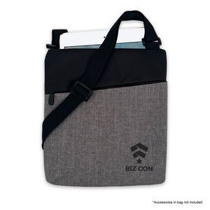 Crosshatched Padded Tablet Shoulder Bag