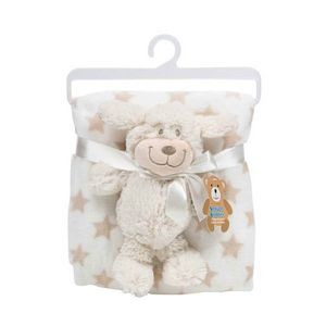 Baby Blanket & Plush Dog Sets - Cream (Case of 24)