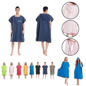 Hooded Poncho Microfiber Beach Changing Towel Robe for Adults Men Women