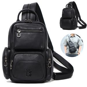 Leather Sling Bag Crossbody Motorcycle Pack