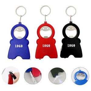 Cute Bottle Opener Keychain with Light and Tape Measure