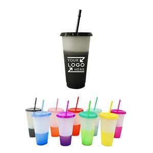 24 Oz Drinking Cups Reusable Iced Cold Color Changing Cups