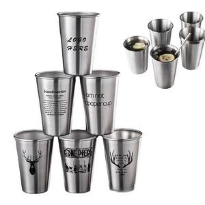 16 oz. Single Wall Stainless Steel Cold Drink Pint Glass