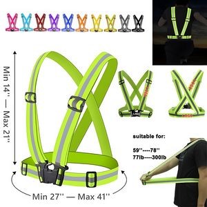 High Visibility Reflective Polyester Safety Belt Vest w/Adjustable Straps