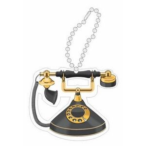 Old Fashion Telephone Promotional Line Key Chain w/ Black Back (3 Square Inch)