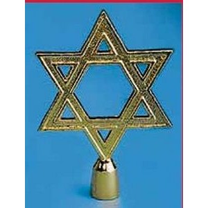 Star Of David-Gold Metal Pole Ornament (6 3/4"x4 3/4")
