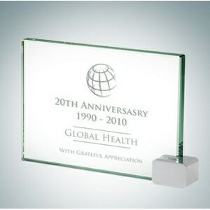 6" Achievement Jade Glass Award Plaque w/Chrome Rectangle