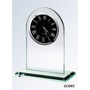 Jade Glass Arch Clock, Black Face and Roman Numerals