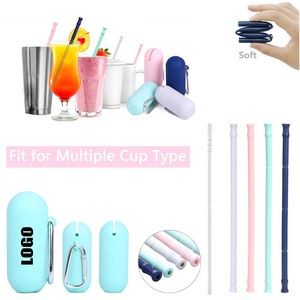 Foldable Silicone Straw With Pouch
