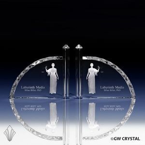 Crescent Crystal Book End Set (7" x 7 ½" x 4")