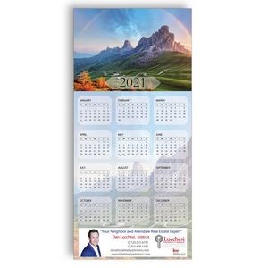 Z-Fold Personalized Greeting Calendar - Rainbow Mountain Pasture