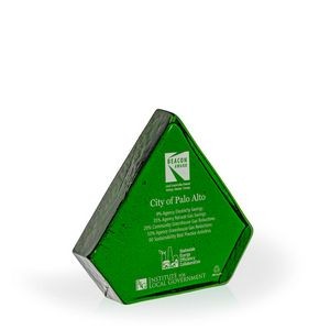 Earth Brilliant Emerald Diamond Recycled Glass Award, 7"