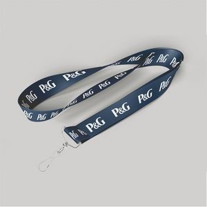 5/8" Navy Blue custom lanyard printed with company logo with Jay Hook attachment 0.625"