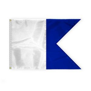 2.5'x3.3' 1ply Nylon White & Blue Beach Safety Flag with Grommets – Sewn