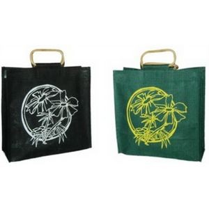 Large Capacity Jute Bag with Cane Handles