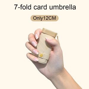12cm flat six fold card umbrella black glue UV resistant sun umbrella mini pocket umbrella foldable