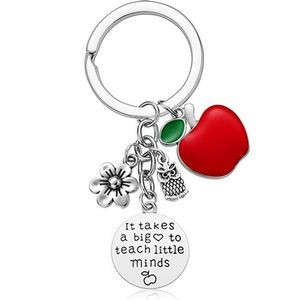 Stainless steel apple shape keychian for teachers or birthday gifts