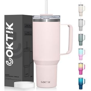40 oz Tumbler with Handle and Straw Lid Leak-proof Silicone Boot Straw Cover Cap Travel Coffee Mug