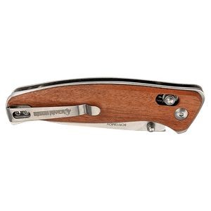 4 1/2" Wood Button Lock Folding Knife
