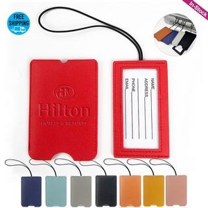 PU Leather Luggage Tag with Elastic Strip