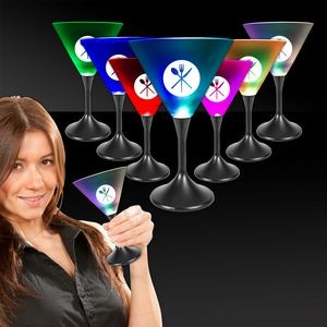 7 Oz. Light Up Martini Glass w/Black Stem & Frosted Top