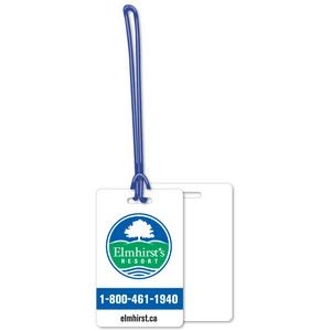Luggage Tags .020 White Plastic (2.13"x3.38") in Spot Colors with 6" Loop