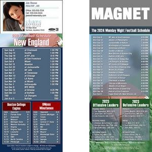 New England Pro Football Schedule Magnet (3 1/2"x8 1/2")