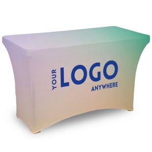 4' Fitted,4 Sided Contour Stretch All-Over Imprint Table Cover