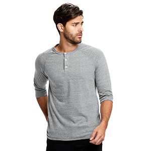 Unisex ¾ Sleeve Tri-blend Henley Shirt