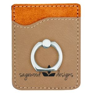Light Brown Leatherette Phone Wallet w/Ring