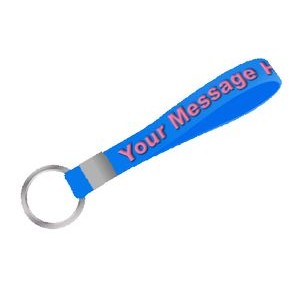 1/2 Inch Wide Emboss-Color Silicone Wristband Keychain