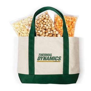 Embroidered Canvas Boat Tote Bag Gift Set w/Popcorn