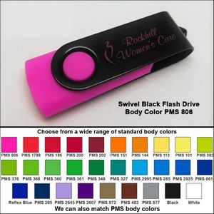 Swivel Black Flash Drive - 64 GB Memory - Body PMS 806