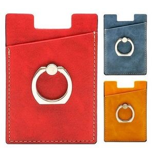PU Leather Phone Wallet w/ Ring Stand