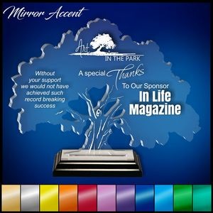 10" Tree Clear Acrylic Award, Laser Engraved in Black Wood Mirror Accented Base
