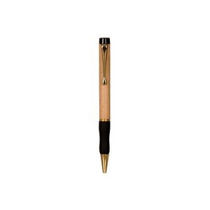 5.125" - Wood Pen with Gold Trim and Rubber Grip