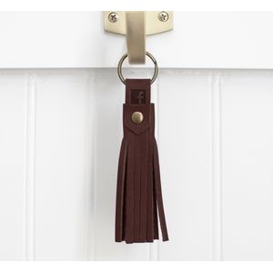 Leather Tassel Keychain Low MOQ Fast Ship Logo Deboss, Monogrammed With Letter or Number