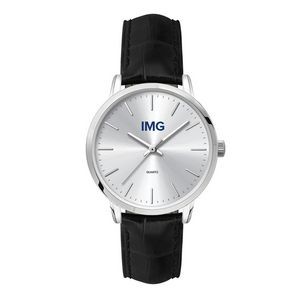 Wc5145 30.5mm Metal Silver Case, 3 Hand Mvmt, Silver Dial, Leather Strap, Flat Mineral Crystal, 3 At