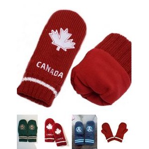 Acrylic Knit Mittens With Fleece Lining Winter gloves