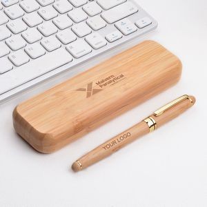 Customized Bamboo Metal Pen Signature Pen Student Graduation Birthday Gift Pen Set Enterprise Compan