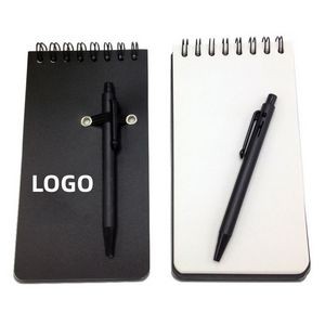 PE Pocket-Sized Top Bound Spiral Memo Book Jotter Note Pad With Click Action Ballpoint Pen 5"x 3"